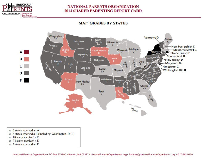 Shared Parenting Rating by National Parents Organization